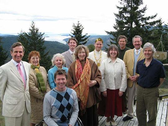 11SaltSpring group.jpg - Salt Spring Island, British Columbia: Dr Deans visits a World Peace Assembly on ?Holy Ganges Island? off the coast of Vancouver lead by Dr Ruth Anne Taves.